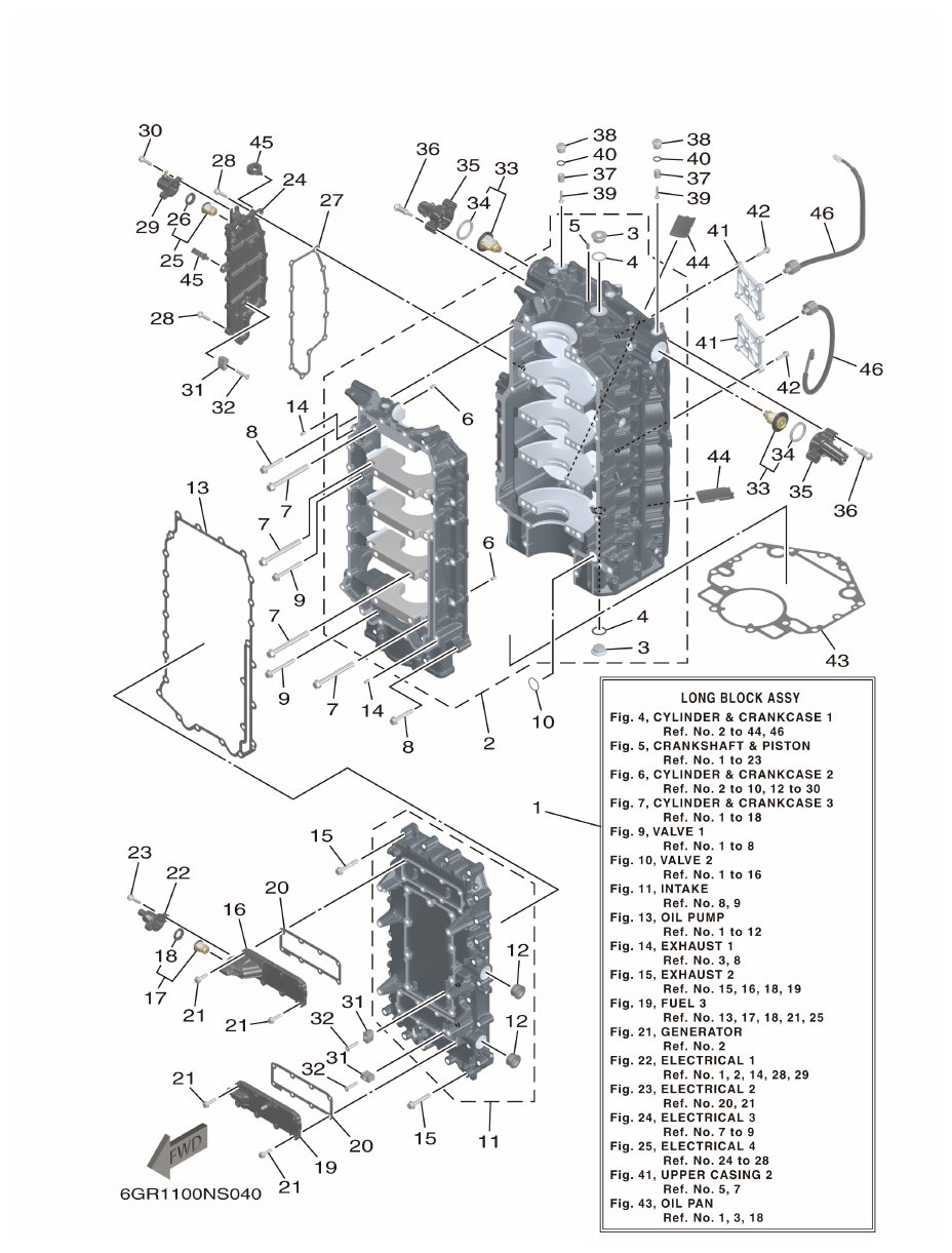 Yamaha XF425NSA2, XF425NSA7 CYLINDER & CRANKCASE 1 parts diagram